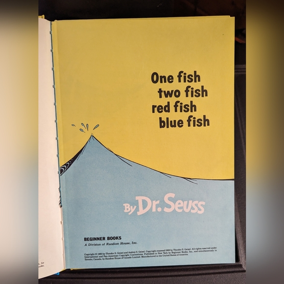 Dr Seuss 1960 One Fish Two Fish Red Fish Blue Fish Hardcover Book - Picture 6 of 14